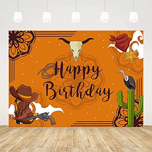 Mehofond Wild West Cowboy Birthday Birthday Caso -oeste de festas Decorações de festa Banco de caveira de vaca Decores