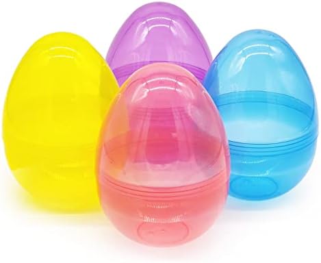 Ovos de Páscoa translúcidos e translúcidos massivos, ovos de Páscoa de plástico coloridos, perfeitos para caça ao ovo da