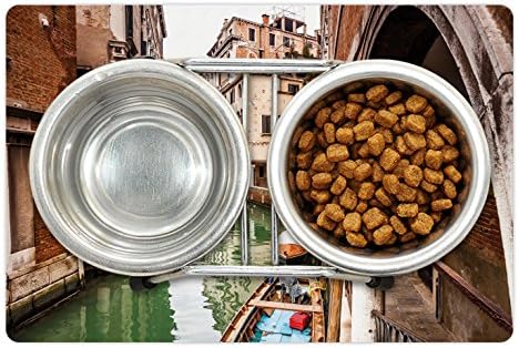 Ambsosonne Veneza Pet tapete para comida e água, canais de água famosos na Itália barcos ponte alvenaria arquitetura