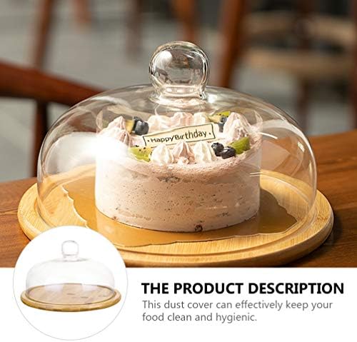 Stands de bolo Stand de bolo de servidor de madeira redonda com cúpula de vidro Multi-propósito Preservando a bandeja de prato de sobremesa para creme queijo salada de bolo de queijo alimentos 26x26x16cm Stands de bolo