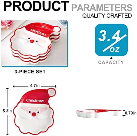 Presente de chapas de gato de cerâmica de natal para gatos, tigelas de gato de cerâmica, pratos de gato cottagecore para animais de estimação para comida e água, 3 embalagem de pratos de estimação de comida de gato rasos para gatinho, branco e vermelho