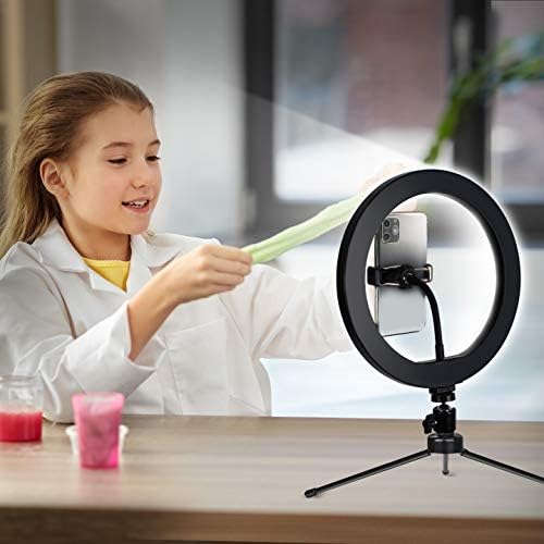 Luz de anel de fluxo em U Aduro com suporte, luz de mesa de 10 para transmissão em casa Luz de anel selfie com suporte para maquiagem, transmissão ao vivo em vídeo e fotografia