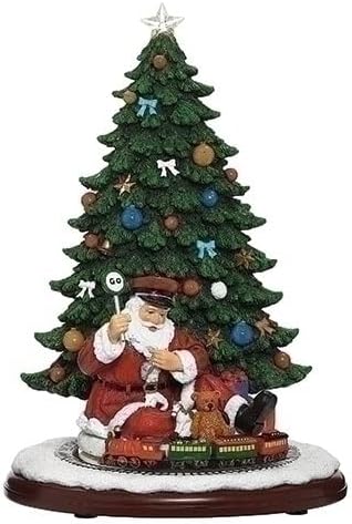 Christmas por Roman Inc., Coleção de Amusements, 13 H Mus liderou o Papai Noel com trem, lanterna, globo de neve, decoração da casa