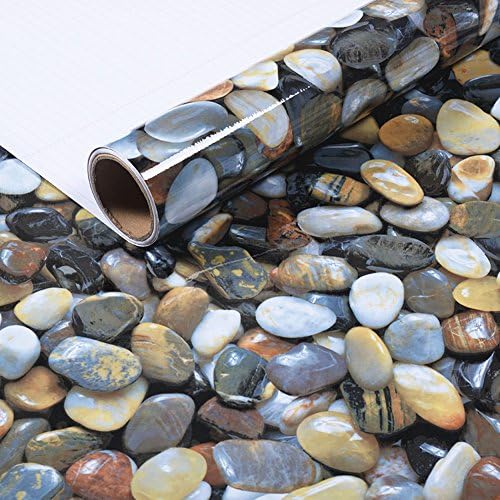 Redodeco 3D Cobblestone Auto -adesivo Gloss Vinil Wrap Film Cozinha bancada Peel Stick Papel de parede Decalque 15.8inx79in