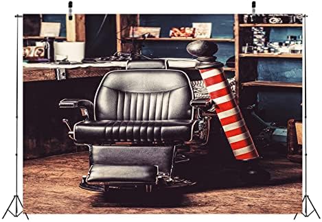 BELECO 5x4ft Fabric Vintage Barber Shop Barber Cadeird Backdrop para fotografia Hair Salon Hairstylist Hairstycut Barber Cadeira