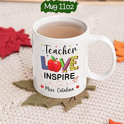 Copo de café personalizado de professores - amor personalizado de amor inspira canecas - professor presente - nome personalizado copo