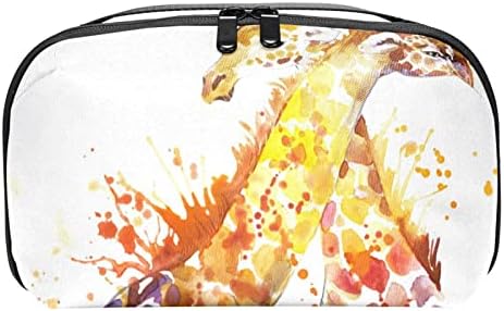 Sacos de cosméticos à prova d'água, aquarela de girafa com salgadas de fundo de fundo texturizado por respingo, sacos de maquiagem