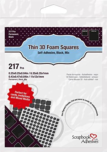 ADESIVOS DE SCRAPBOOK FILL 3D Adesivo Quadrados de espuma 217/pkg-Black .43 X.47 & .25 X.25