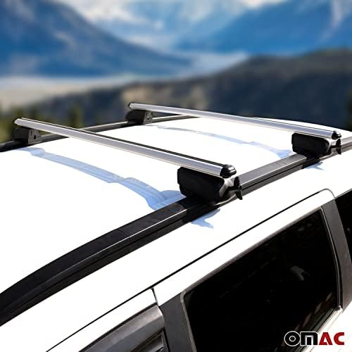 Barras cruzadas de rack de telhado OMAC para Audi E-Tron 2019-2023, prata de alumínio de alumínio de rack de teto 165 libras