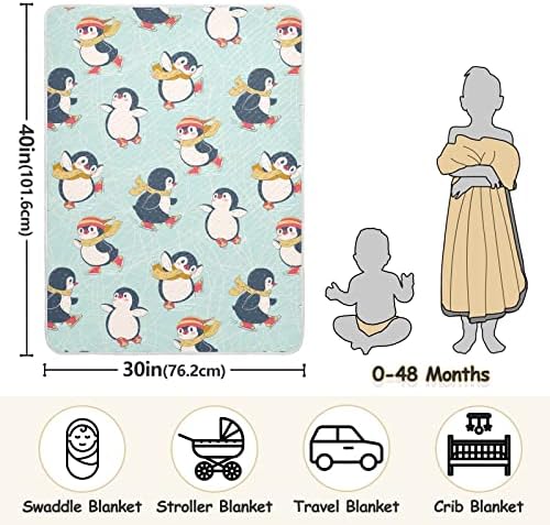 Pinguins fofos unissex fofo cobertor de bebê para criança do berço para a creche com manta de berço de material grosso e macio