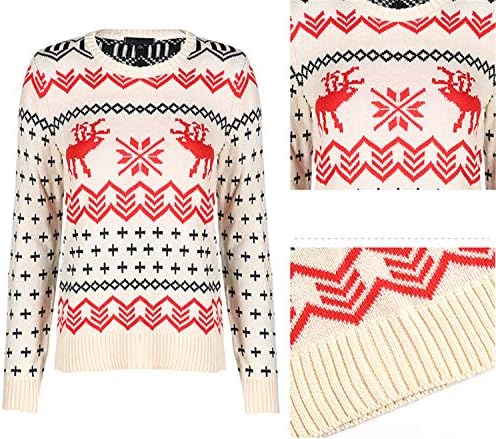 Andongnywell Women Sweaters Christmas Padrões de férias Pullover de renavera Papai Noel Camisa de manga comprida moletom