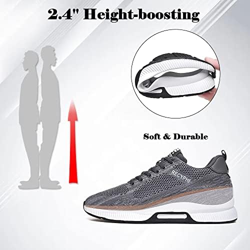 Recyphi Men's Invisible Alight Adicionando Sapatos Elevador Tênis de malha de malha respirável Tênis de moda de salto 2,4 '' mais alto