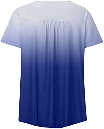 Túnica de manga curta feminina de Trebin Tops soltos casuais tops com túnica plissada de túnica casual floral de verão