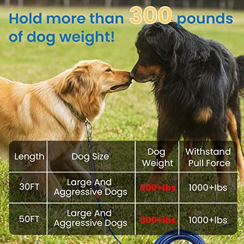 BARPO CANTO DE DOG CABO DE 50 pés de 6,5 mm de cachorro extra grosso para cães grandes cães pesados ​​aço inoxidável