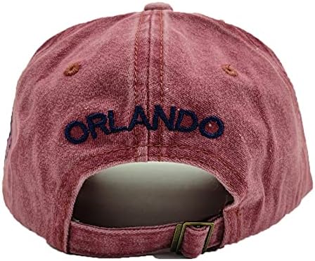 Ahoyuso Orlando bordou bonés de beisebol para homens, algodão lavado com chapéu de papai ajustado Caps de caminhão retrô angustiado