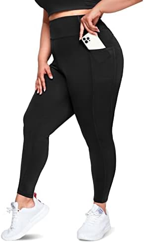 Happy.Angel plus size de cintura alta perneiras para mulheres, gorjeta de ioga preta amanteigada leggings 3x 4x