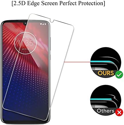 3 Protetor de tela de embalagem para Motorola Moto Z4, HD Tempered Glass Film [9H Drafidade] [livre de bolhas] [Prova de quebra] [anti-Fingerprint] [Fácil instalação] Protetor de tela Compatível com o Moto Z4