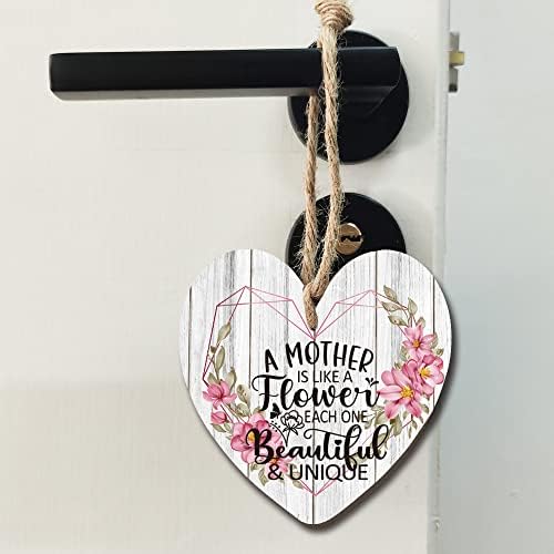 Mãe bonita e engraçada inspiradora placa de coração de madeira, sinal de decoração engraçado, decoração engraçada de casa, presente para mamãe, mulher, mãe, aniversário