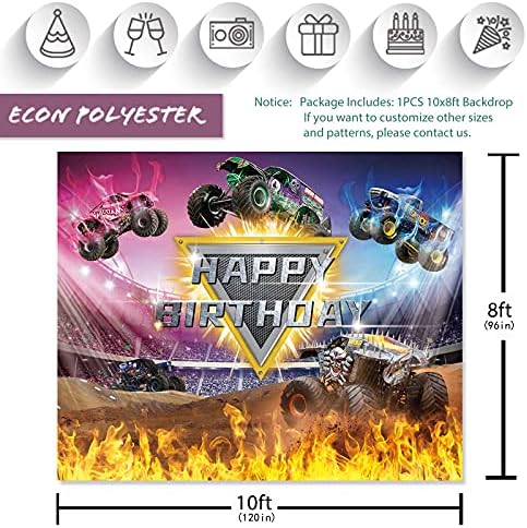 Turkio Monster Truck temático Party Birthday Party Backdrop Racing Cars Racing Arena Arena queimando Fundamento de Fotografia