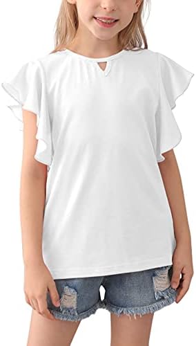Tunic Butterfly Sleeve Tops da Gorlya Girl Blouse Casual Solid T-Shirt para 4-14T Kids