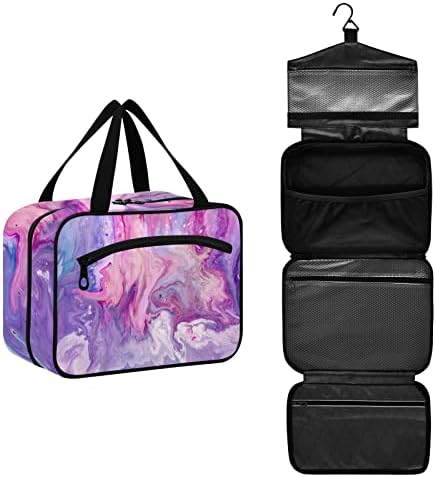 Bolsa de higiene pessoal de mármore roxo Sinestour para mulheres Organizador de bolsas de maquiagem de viagem com sacos de