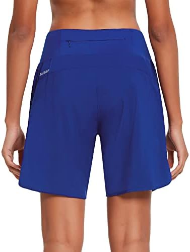 Shorts atléticos de longa duração femininos de Baleaf Womens com Liner Workout Zipper Pocket Pocket
