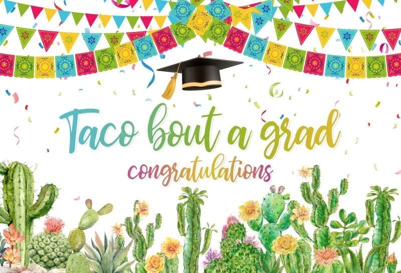 Pano de formatura mexicano Fiesta taco bout um cenário de cactos graduados para parabéns aula de graduação de 2023 banner festas