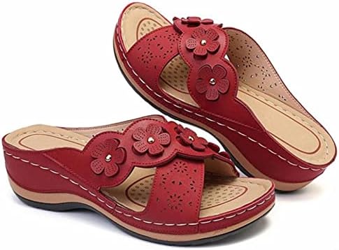 Flippers for Women Women Vintage Cross Aberto do dedo do dedo do dedo do dedo floral Sandálias de cunha de cunha ao ar livre Sapatos de verão
