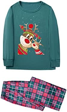 Pijama de Natal para a Família 2023, Natal de manga longa Elk Rena Top Plaid Pants Fashion Natal Matching PJs para adultos