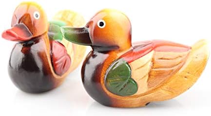 Ornamento de pato mandarim de madeira