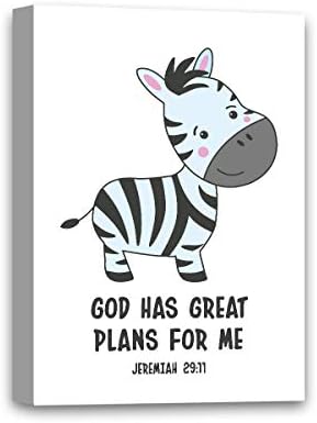 Deus tem grandes planos para mim verso zebra canvas de tela versículos bíblicos para crianças berçário de bairro de parede decoração