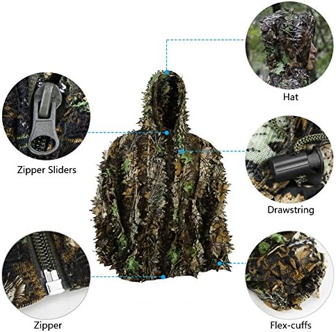 Zicac ao ar livre camuflando ghillie terno 3d folhosas roupas de camuflagem selva caça à floresta