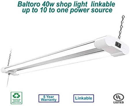 Baltoro 40W LED 4800 lúmen Tubos duplos lojas utilitárias Luz de 5000k Daylight UL 100W Pull On/Off Switch. Garagem, armazém, workshop Linkable a 10