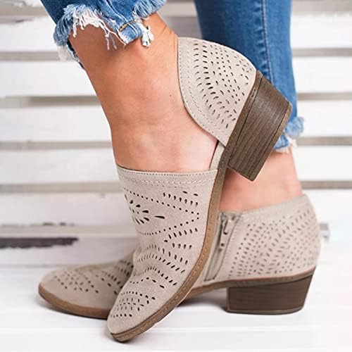 Botas de tornozelo de sandálias Aihou para mulheres com zíper térmico de calça baixa de salto baixo