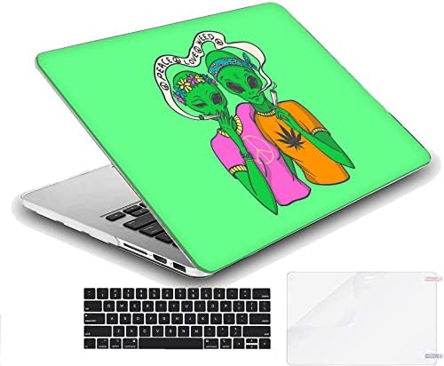 Mingdao Compatível com MacBook Air de 13,6 polegadas de proteção dura Cace com a capa do teclado - Funny Hippie Alien Fumando