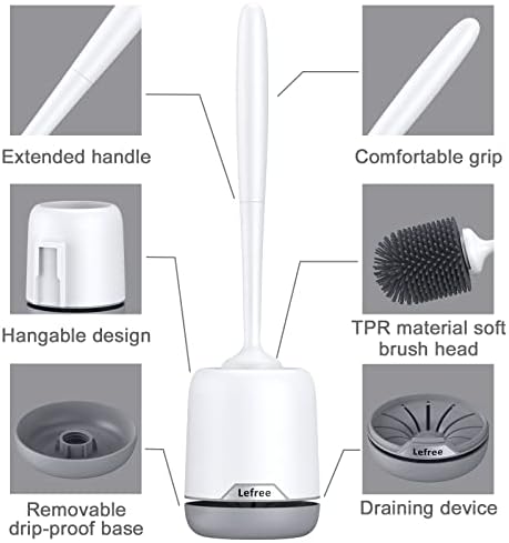 Escova de vaso sanitário, pincel e suporte do vaso sanitário de 2 pacote com suporte ventilado, escova de vaso sanitário