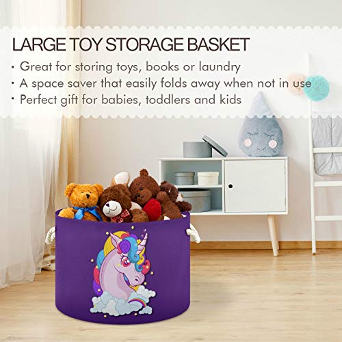 Linda lixeira de armazenamento de brinquedos para unicórnio para crianças cestas de brinquedos cães redondos cesto de tenas cesta