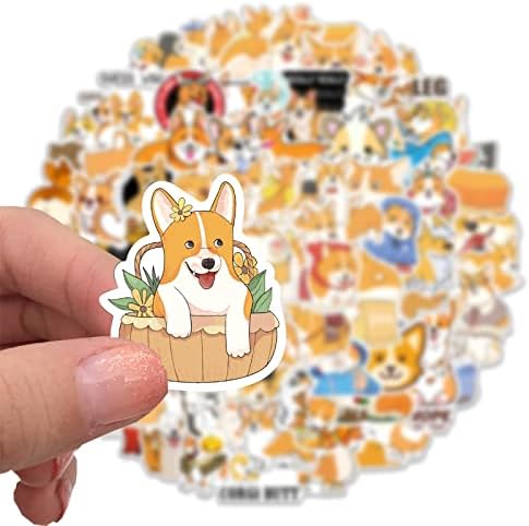 100pcs fofo corgi cã adesivos para crianças, desenho animado kawaii corgi cão cão de vinil impermeável para adolescente