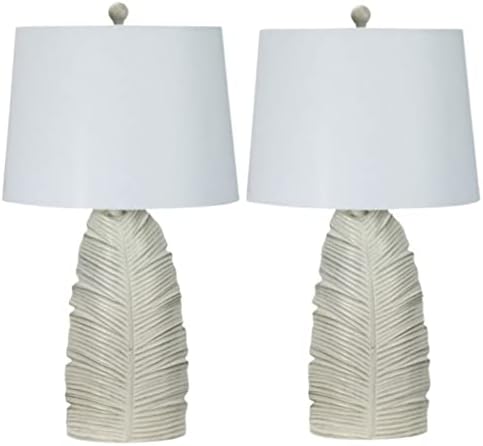 Cory Martin Fangio Lighting 6292AWH-2PK 26in Lâmpada de mesa de resina branca casual com sombra decoradora