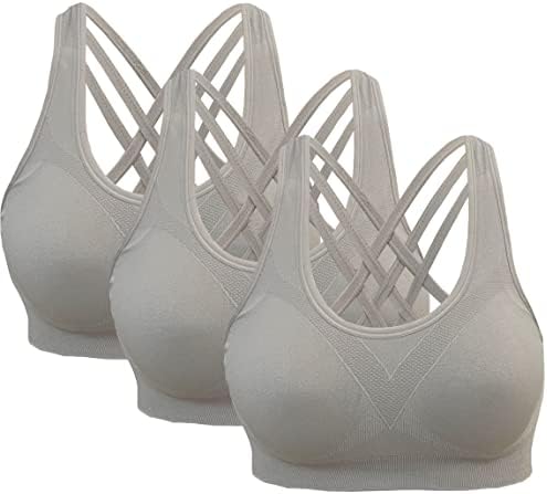 Akamc feminino removível Strappy Sports Bra Yoga Tops Activewear para mulheres