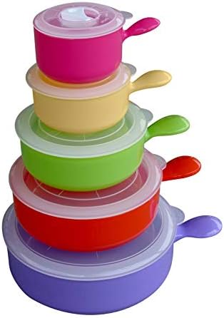 Conjunto de evelas de 10 tigelas de microondas/freezer com tampas de tampas de alerta BPA de plástico livre