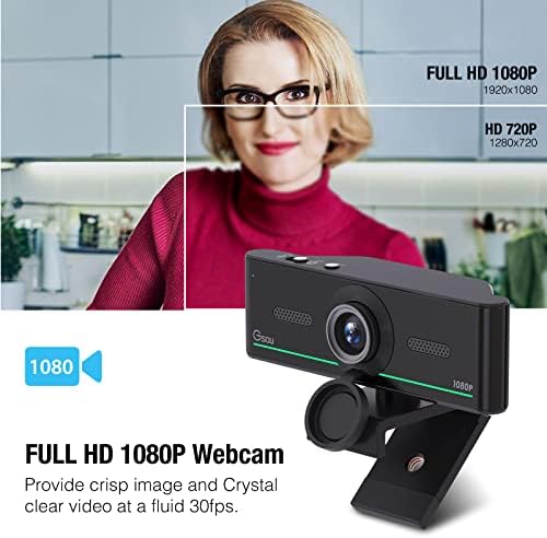 Webcam de áudio bluetooth com microfone para computadores, webcam de computador conectar fone de ouvido/fone de ouvido