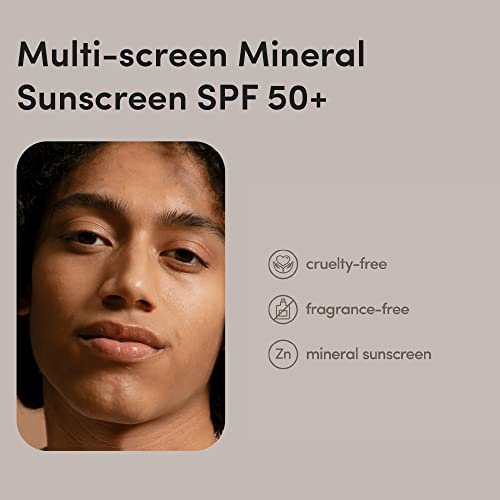 Hims Multi -Screen Mineral SunScreen - Bloco solar mineral para uso diário - protetor solar hidratante UV, UVB e luz azul