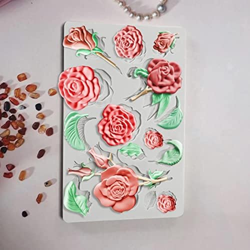 Moldes Diy decoração argila bolo fondant flor silicone rosa aromaterapia molde ferramentas de decoração de panking bolo