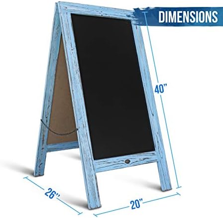 Hbcy Creations 40 x 20 Robin azul sólido de madeira A-quadro A-quadro A-quadro magnético Placa, quadro-negro, quadro-negro emoldurado, placa ao ar livre, quadro-negro, Sandwich Board