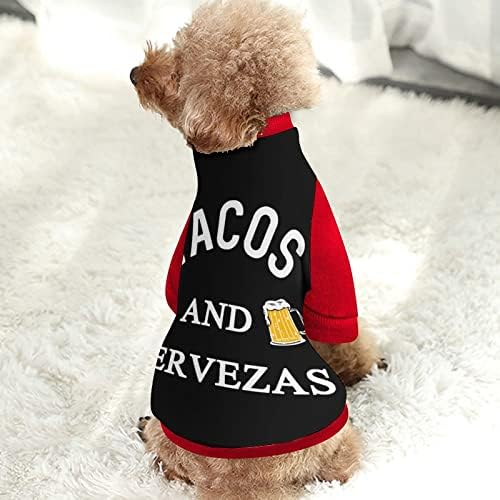 Funnystar Tacos e Cervezas Print Pet Sweatshirt com macacão pulôver de lã para cães gatos com design