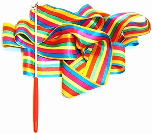 Floratek Dance Ribbon Streamer, 10 pack 4m Ritmic Gymnastic Silk Ribbons Wands Hastes para crianças dança artística Baton Twirling