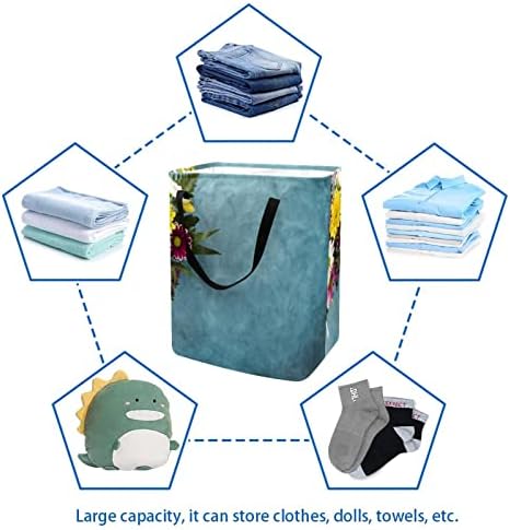 Flor Blue Print Collapsible Laundry Horse, 60l de lavanderia à prova d'água de lavagem de roupas de roupas de roupas para