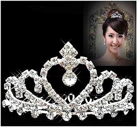 Olbye Silver Wedding Crown Tiara Heart Rhinestone Crystal Small Crown Head Band para mulheres e meninas Princesa Tiny Crowns