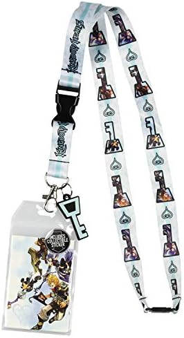 Disney Kingdom Hearts Lanyard Id Holder com charme de borracha e adesivo colecionável